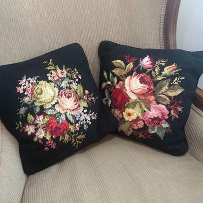 Pair of needlepoint pillows 