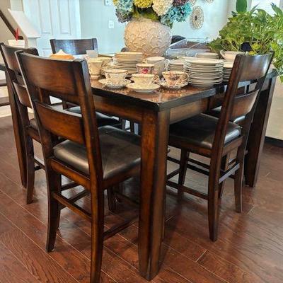 pub height dining table, seats 6.  54" x 3'