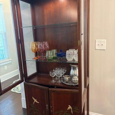 Curio Hutch w/ light.  Vintage.  77" x 14 1/2 " x 33"