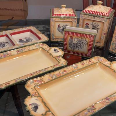 Rooster Canisters And Platters