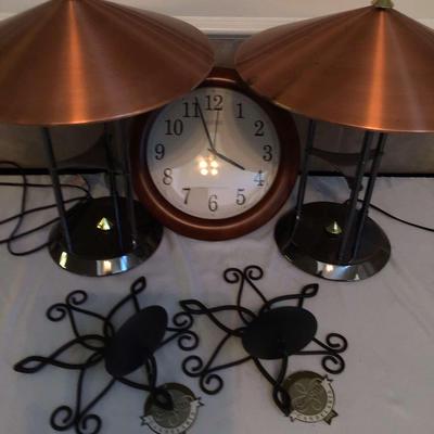 Table Lamps/ Candel Warmers with Clock