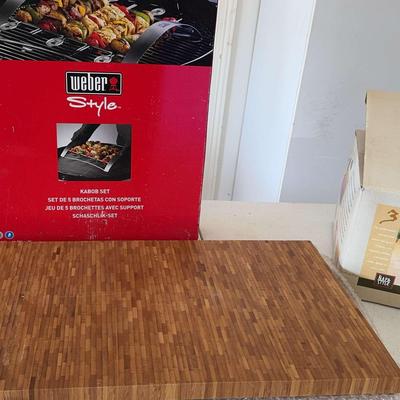 Cast Iron Pot, Kabob Set And Cutting Board