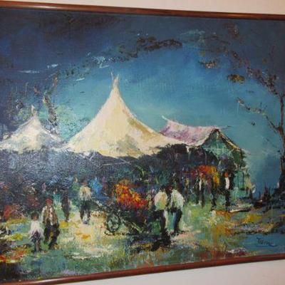 Hall tent village scene