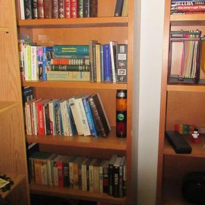 Hall bookcases with books and cds