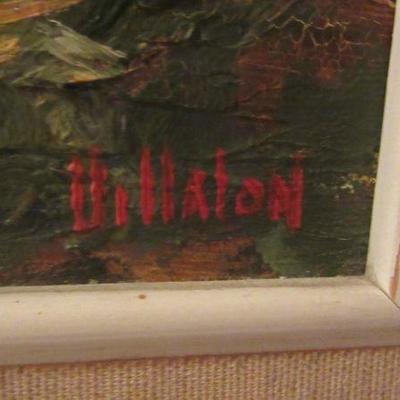 Hall signature on villge in the valley painting