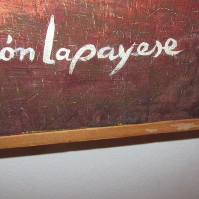 Hall signature of the adobe village painting