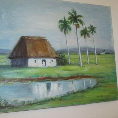 Hall cottage with palm trees