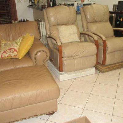 Hall leather recliners and chair