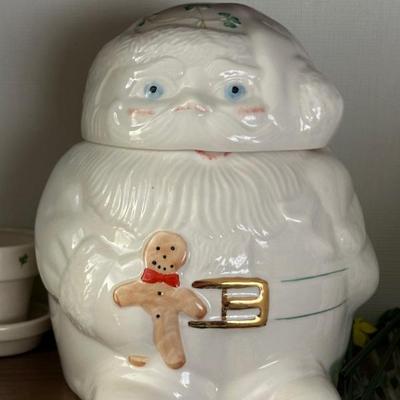 Belleek santa cookie jar