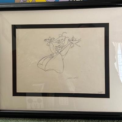 Fairy godmother signed pencil drawing