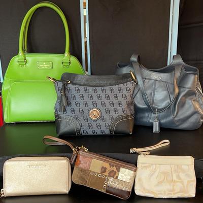 Designer purses and wristlets include Dooney & Bourke, Coach, Kate Spade and Michael Kors