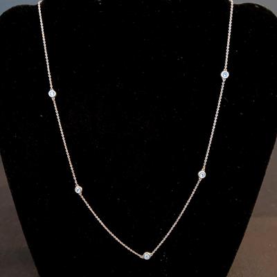 Tiffany Elsa Peretti Sterling aquamarine stone necklace
