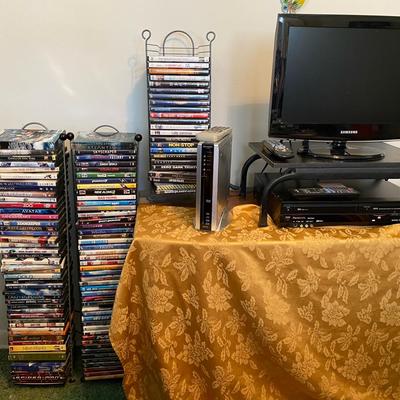 Samsung TV, Panasonic VHS/DVD, DVDs
