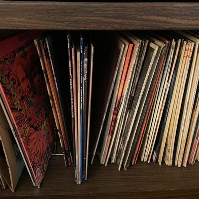 Vintage Album Collection And Stereo Stand