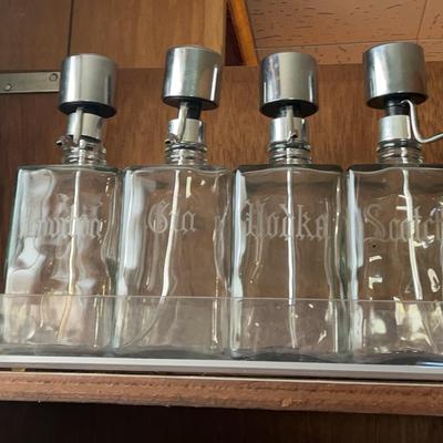 Vintage Pump Top Glass Liquor Dispenser 