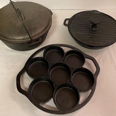Vintage Cast Iron Griddle & Pans