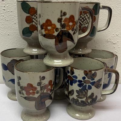Set Of Eight Vintage Fred Roberts Pedestal Mugs