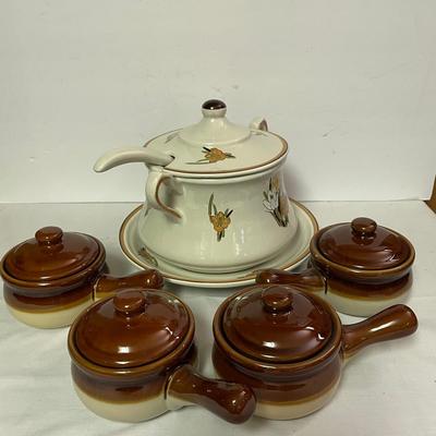 Vintage Ceramic Soup Bowls & Soup Tureen