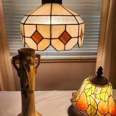 Tiffany Style Hanging Swag Light And Tiffany Style Swing Arm Lamp