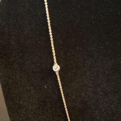 Tiffany sterling silver and aquamarine stone necklace.