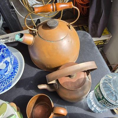 Old copper kettles