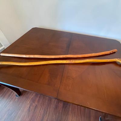 Lot 037-LR: Hand-Carved Walking Stick Duo