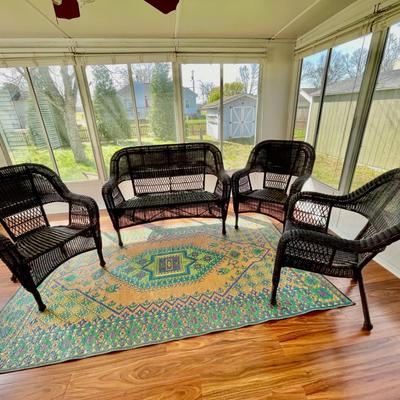 Lot 001-SUN: Wicker Furniture and Outdoor Rug