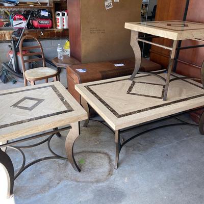 Lot 054-GAR: Marble Table Trio