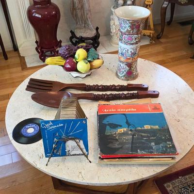Vinyl records and mid century home decor