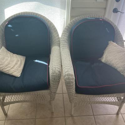 Two Wicker Chairs With Cushions