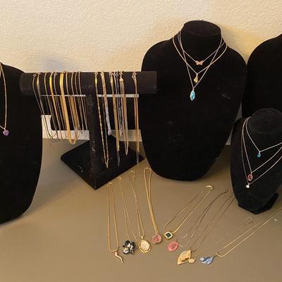 Gold-Tone Necklaces, Some With Gems 