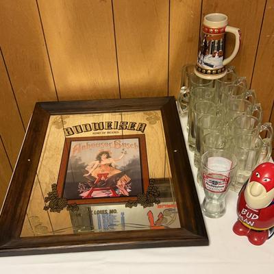 Framed  Budweiser King Of Beers, Bud Man & More