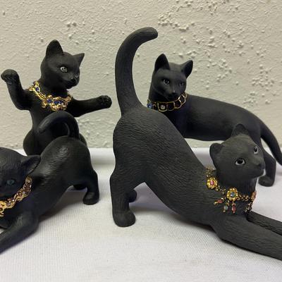 Lenox Black Cat Figurines With Jeweled Collars  #1