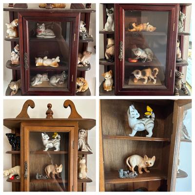 Cats Of Character Collectibles And Three Display Cases