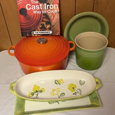 Le Creuset Orange Cast Iron Dutch Oven, Green Utensil Holder & More