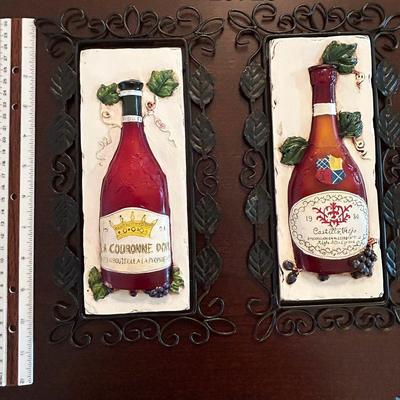 White Plate Holder W/ Wine Bottle Decor