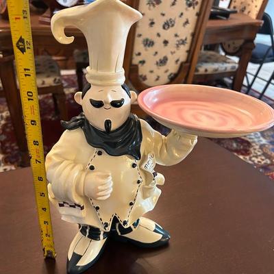 Blue Scarf Chef W/ Pink Serving Plate