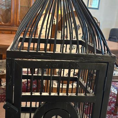 Black Wood Hanging Bird Cage