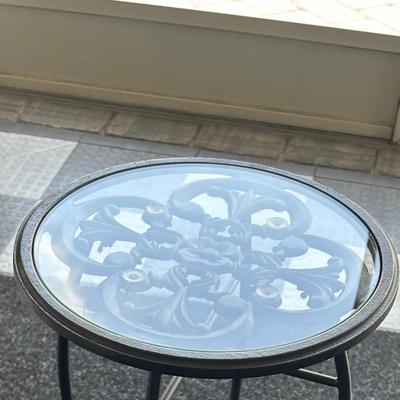 Outdoor Glass Top End Table #2