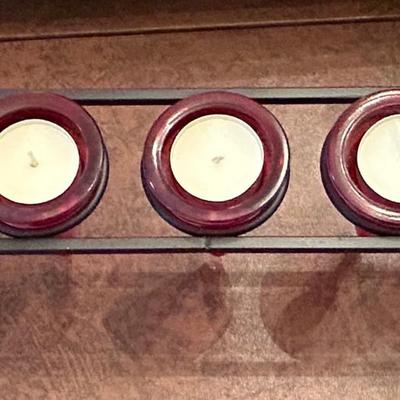 5 Red Candle Holders