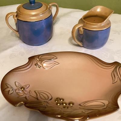 Beige & Blue Serving Set Lot