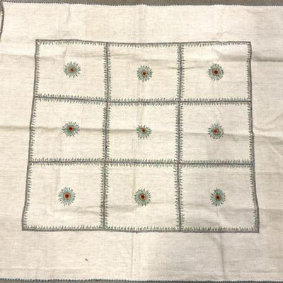 Vintage Floral & Geometric Embroidered Tapestry

