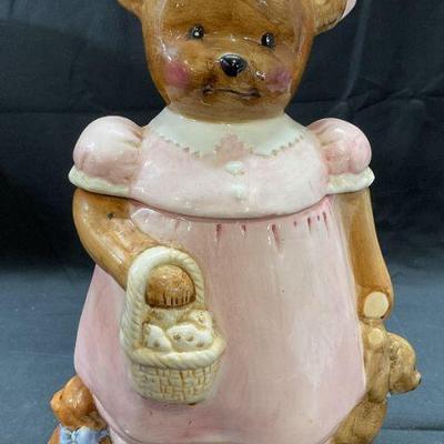 Peggy Jo Ackley Teddy Bear Ceramic Cookie Jar
