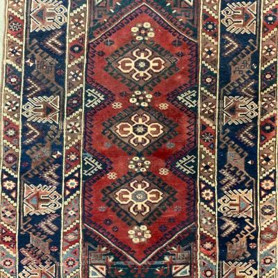 Vintage Handmade Persian Fringed Wool Rung
