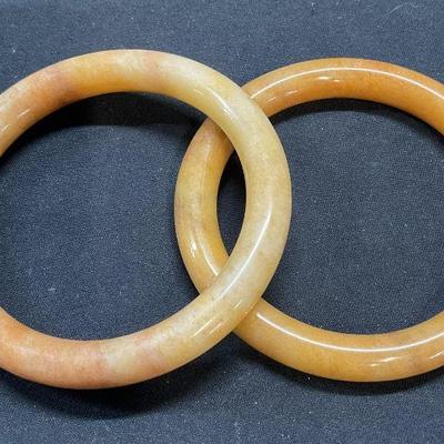 Pair Vintage Yellow Jade Bracelets
