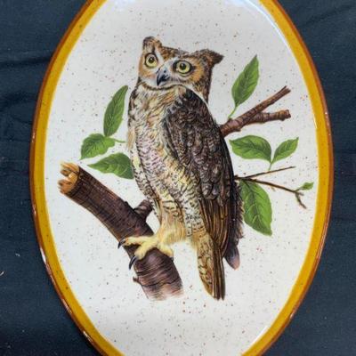 DOT Oval Ceramic Owl Wall Hanging
