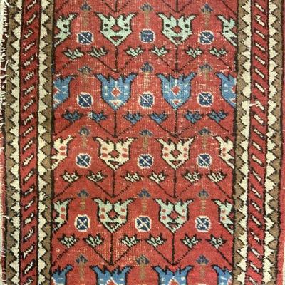 Vintage Handmade Persian Fringed Wool Runner
