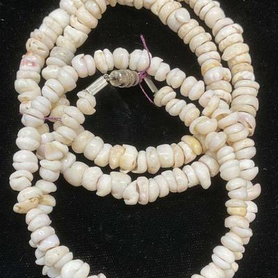 Lot 2 Vintage White Shell Beaded Necklaces
