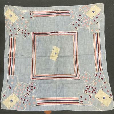 Vintage Blue Playing Card Print Scarf
