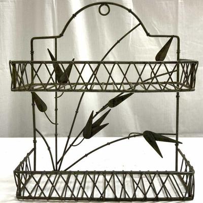 Vintage 2 Tier Metal Wall Mount Spice Rack
